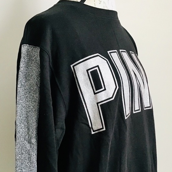 PINK VS Sequins Campus Crew Sweatshirt Top NWT - Picture 8 of 10